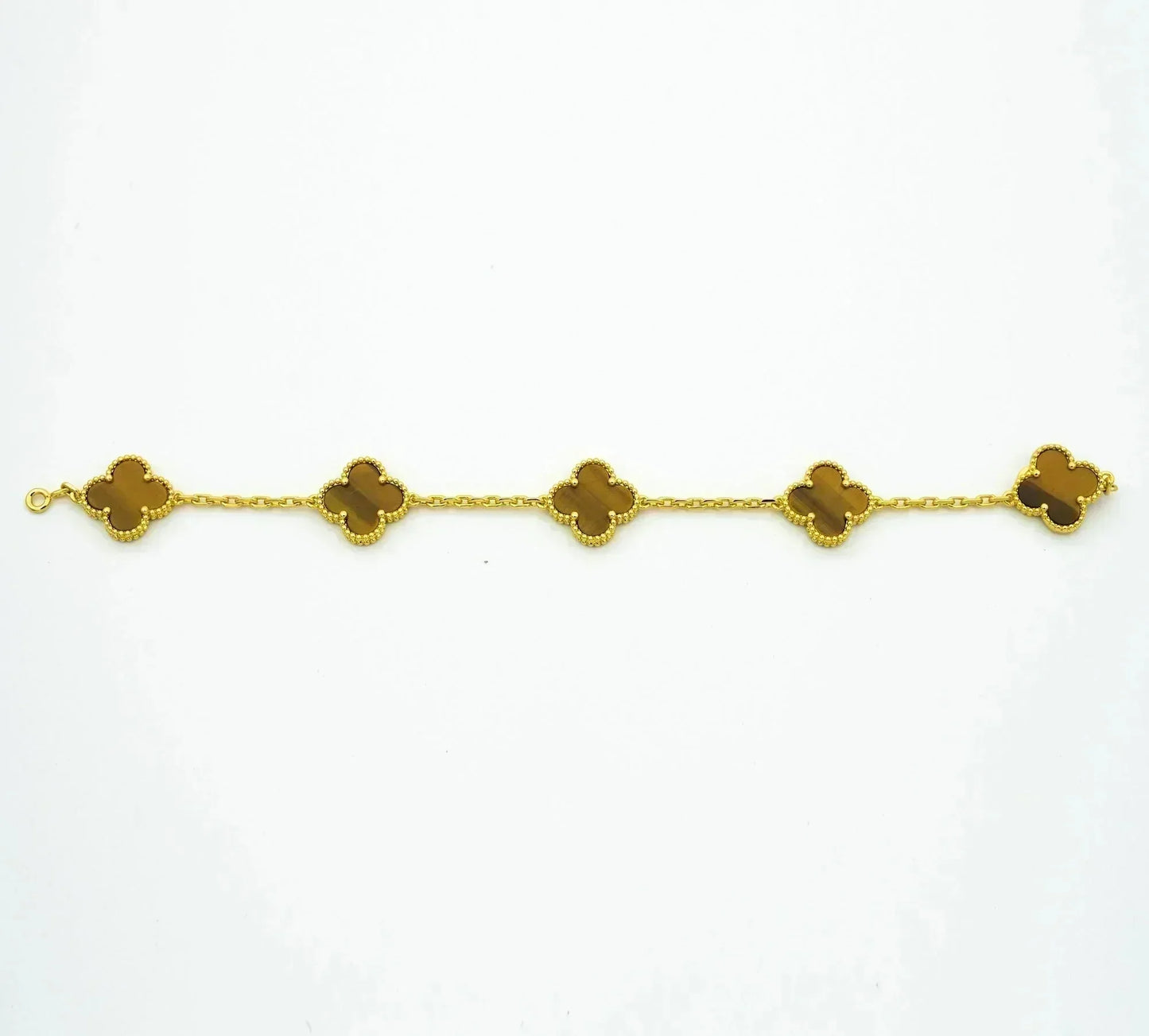 ˇGilded EraˇCLOVER 5 MOTIFS TIGER EYE BRACELET