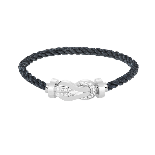 ˇGilded EraˇCHANCE LARGE 8 FIGURE BUCKLE HALF DIAMOND BRACELET SILVER