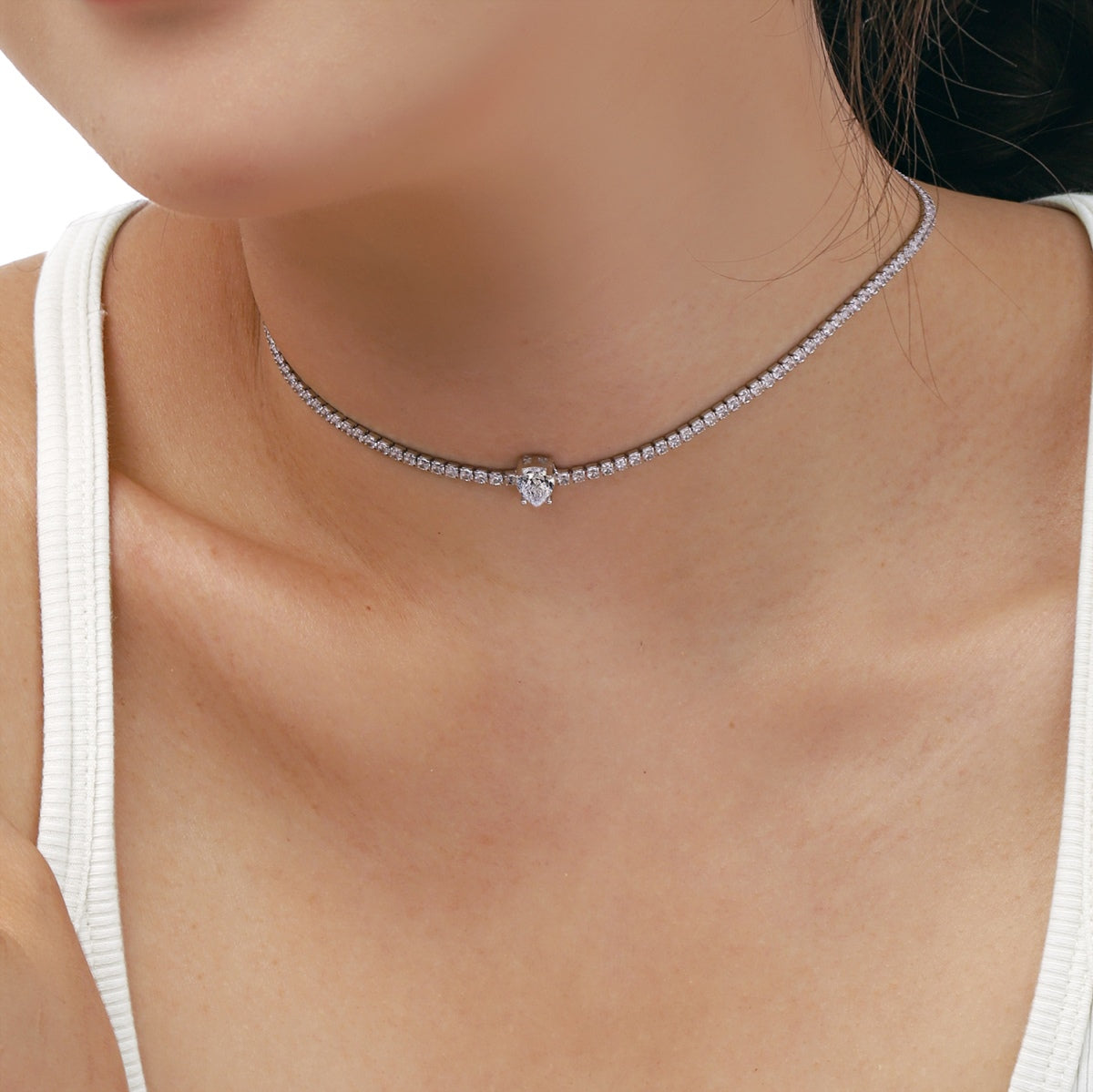 [STREET]Unique Pear Cut Tennis Necklace