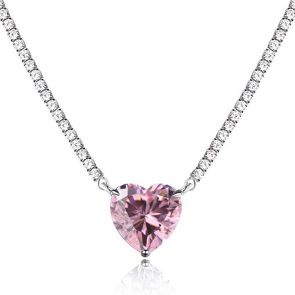 [STREET]Versatile Colorful Sweet Heart-Shaped Tennis Necklace
