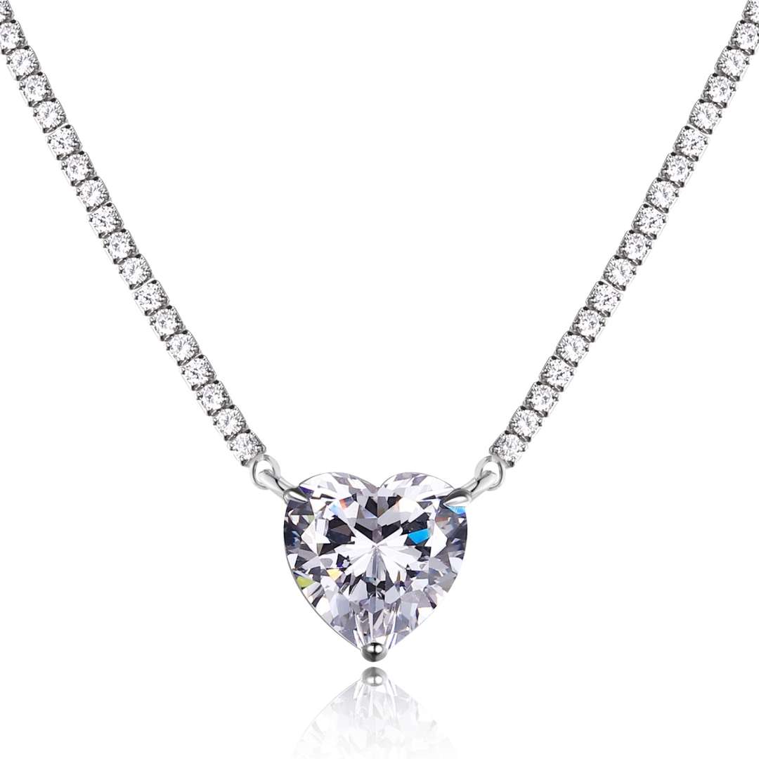 [STREET]Versatile Colorful Sweet Heart-Shaped Tennis Necklace