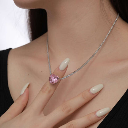[STREET]Versatile Colorful Sweet Heart-Shaped Tennis Necklace