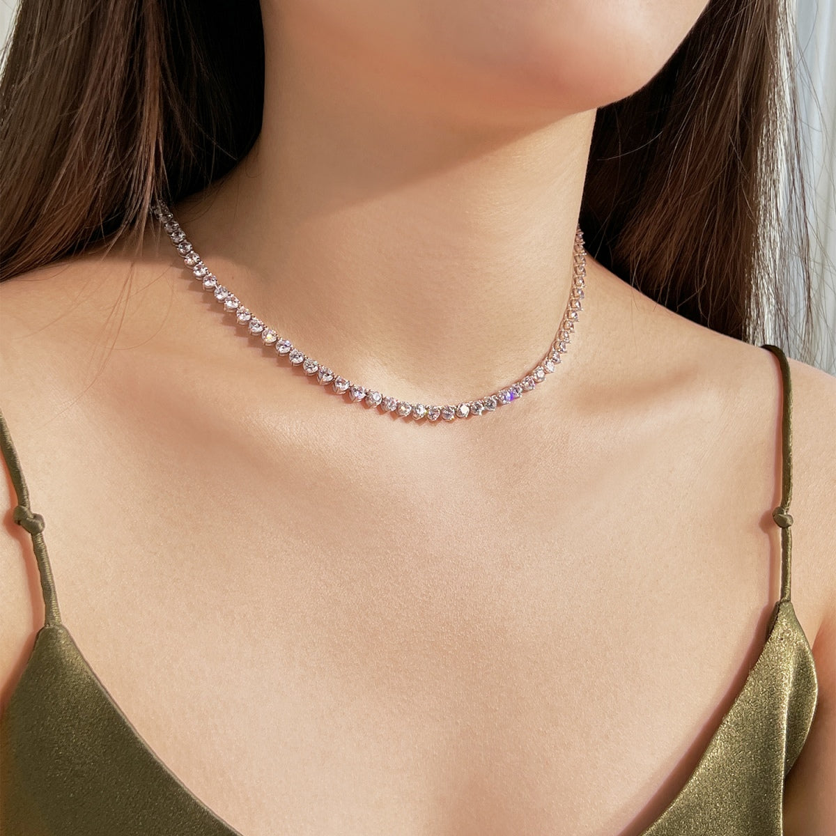 [STREET]Ornate Heart Cut Tennis Necklace