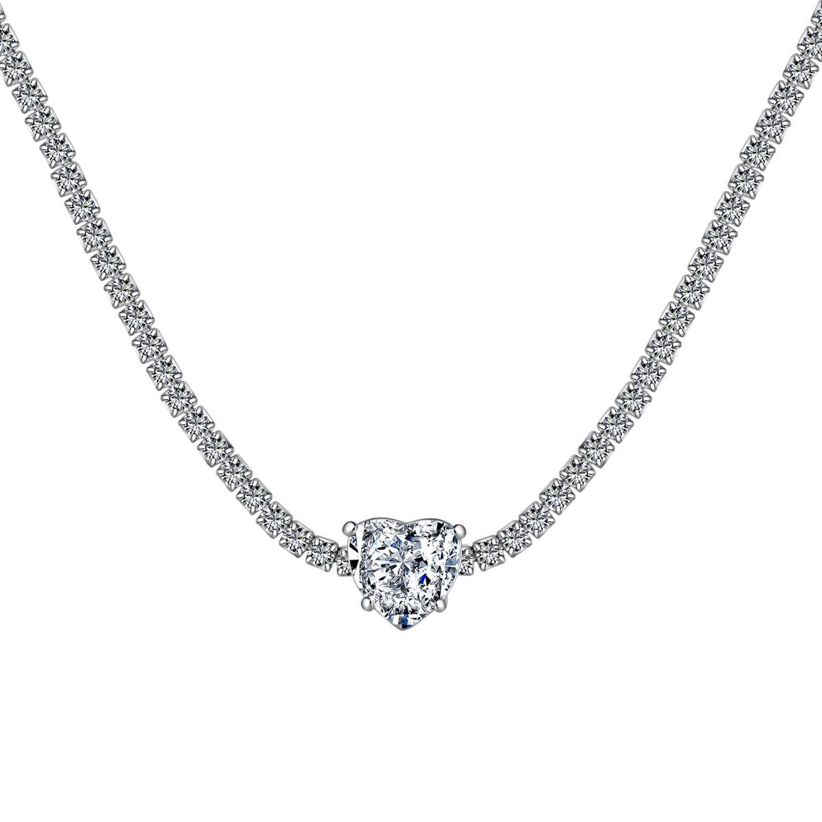 [STREET]Sparkling Tennis Heart Cut Necklace