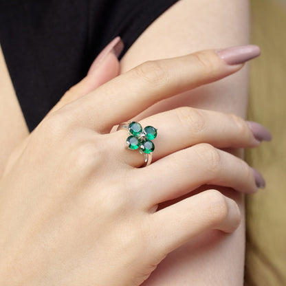 [STREET]Four-Leaf Clover Eight-Pointed Star Ring