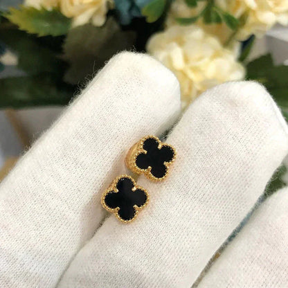 ˇGilded EraˇCLOVER MINI 9.5MM BLACK MOP EARRINGS