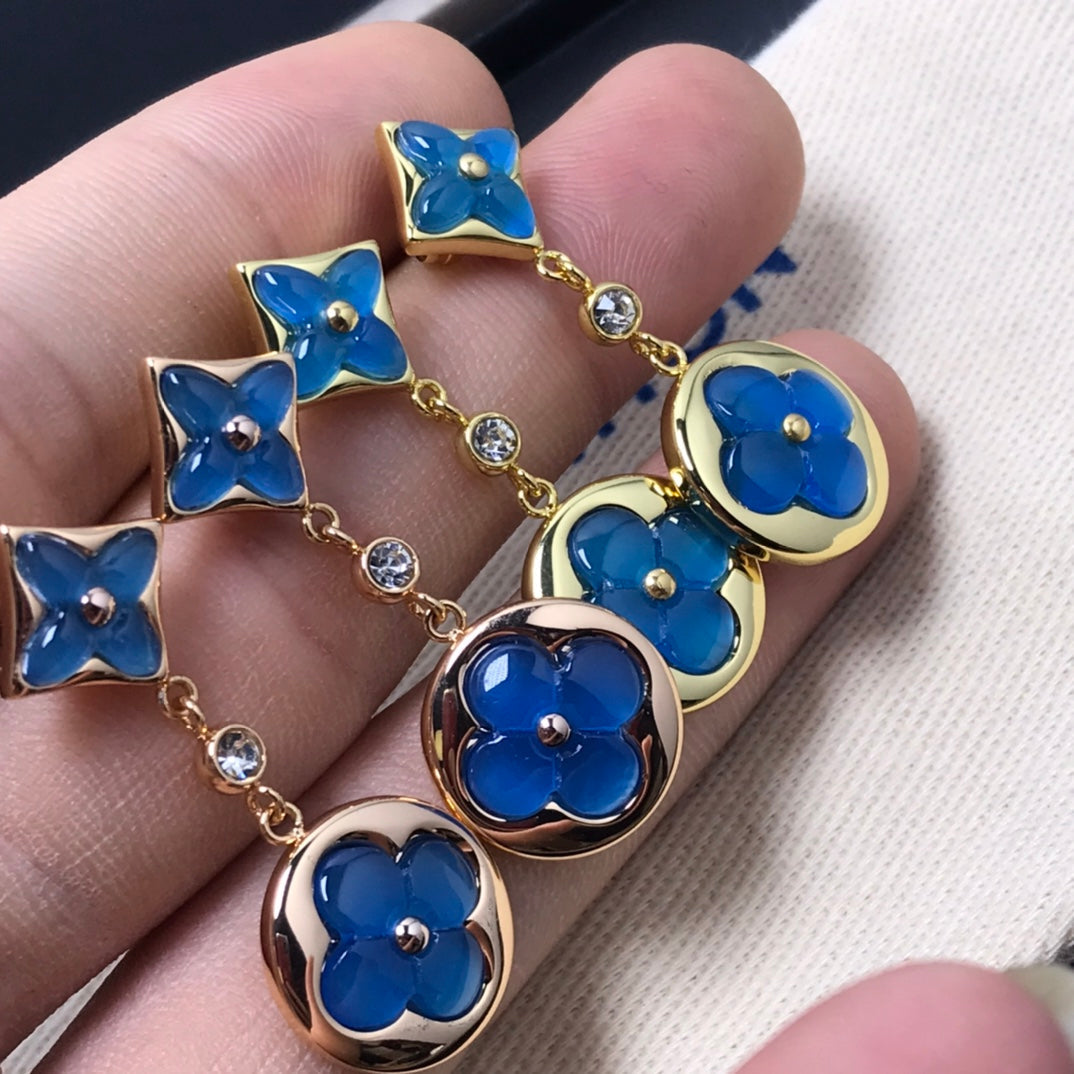 ˇGilded EraˇSTAR AND SUN AGATE DIAMOND EARRINGS