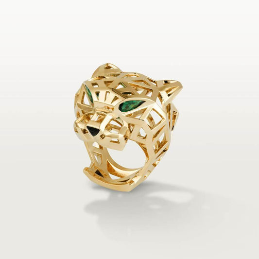 ˇGilded EraˇHOLLOW LEOPARD HEAD RING