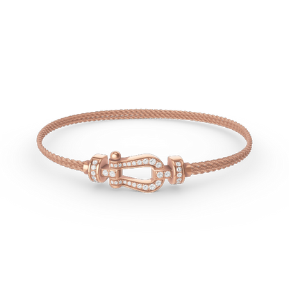 ˇGilded EraˇFORCE SMALL HORSESHOE  DIAMOND CHAIN ROPE BRACELET