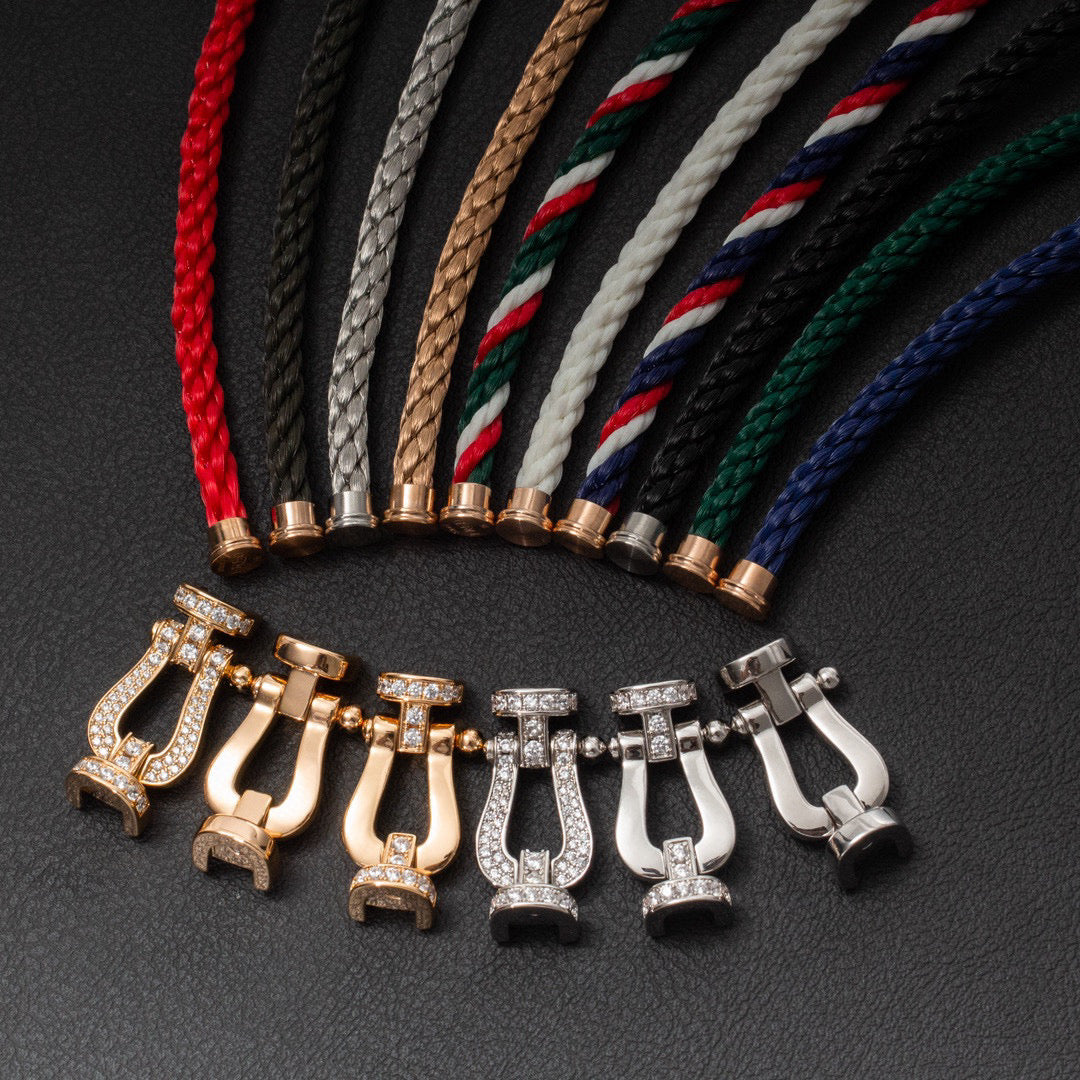 ˇGilded EraˇFORCE LARGE HORSESHOE HALF DIAMOND BRACELET ROSE GOLD