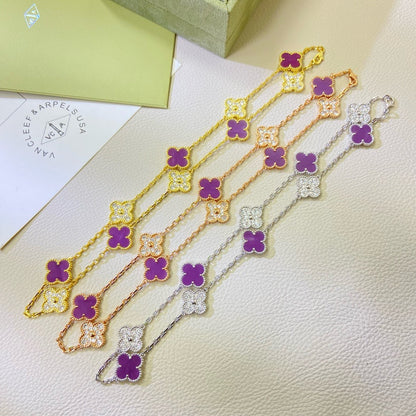 ˇGilded EraˇCLOVER 10 MOTIFS  PURPLE VIOLET DIAMOND NECKLACE
