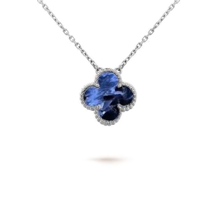 ˇGilded EraˇCLOVER 15MM PIETERSITE NECKLACE SILVER