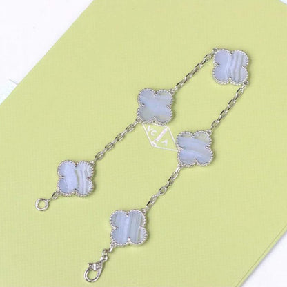 ˇGilded EraˇCLOVER  5 MOTIF PURPLE CHALCEDONY BRACELET SILVER