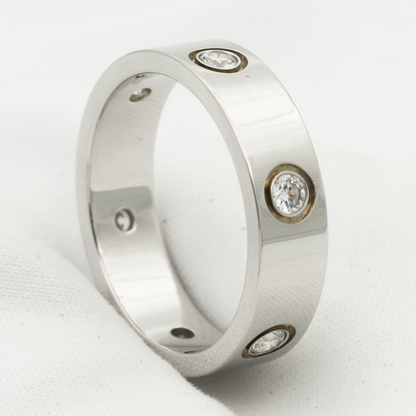 ˇGilded EraˇLOVE RING 5.5MM 6 DIAMONDS SILVER