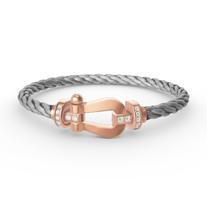 ˇGilded EraˇFORCE LARGE HORSESHOE HALF DIAMOND BRACELET ROSE GOLD