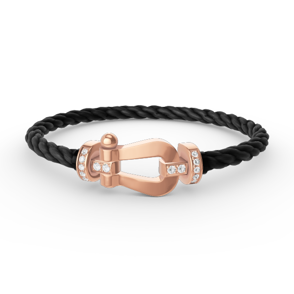 ˇGilded EraˇFORCE LARGE HORSESHOE HALF DIAMOND BRACELET ROSE GOLD