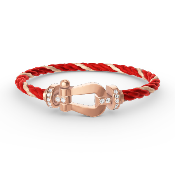 ˇGilded EraˇFORCE LARGE HORSESHOE HALF DIAMOND BRACELET ROSE GOLD