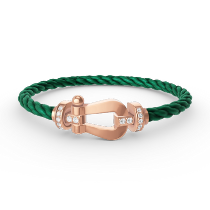 ˇGilded EraˇFORCE LARGE HORSESHOE HALF DIAMOND BRACELET ROSE GOLD