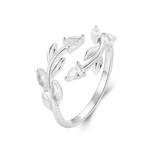 [STREET]Simple Leaf Adjustable Ring Lucky Leaves Statement