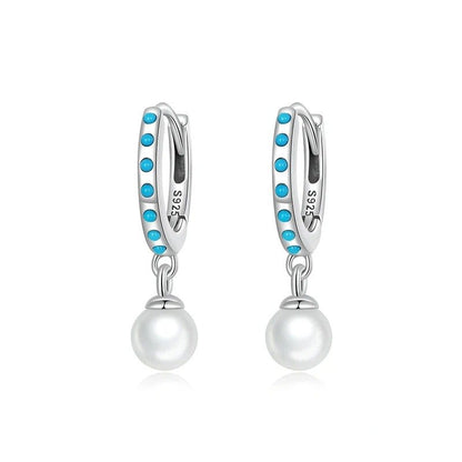 [STREET]Turquoise Pendent Shell Bead Drop Earrings