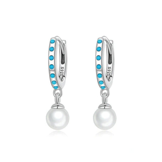 [STREET]Turquoise Pendent Shell Bead Drop Earrings