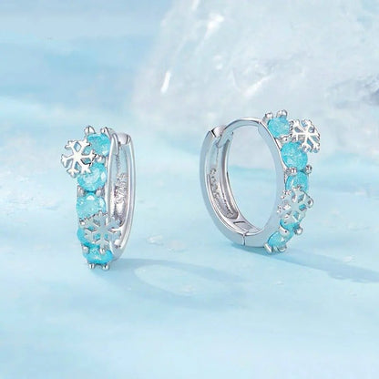 [STREET]Ice Flower Zirconia Platinum Plated Hoop Earrings