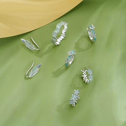 [STREET]Mint Green Garland Hoop Earrings Enamel Flower