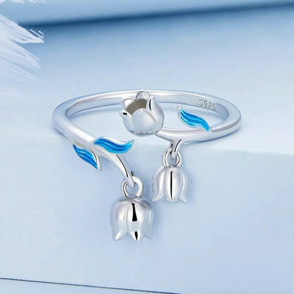 [STREET]Gorgeous Flowers Open Ring for Women Fine Plated Platinum