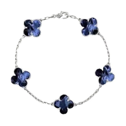 ˇGilded EraˇCLOVER 5 MOTIF PIETERSITE SILVER BRACELET