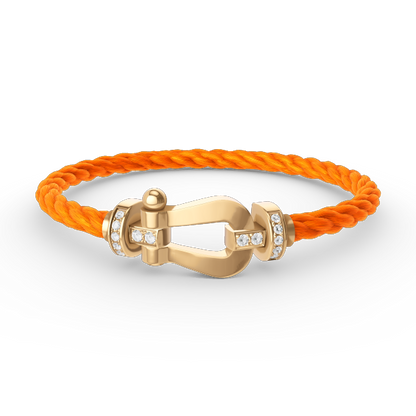 ˇGilded EraˇFORCE LARGE HORSESHOE HALF DIAMOND BRACELET GOLD