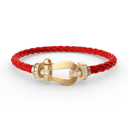 ˇGilded EraˇFORCE LARGE HORSESHOE HALF DIAMOND BRACELET GOLD