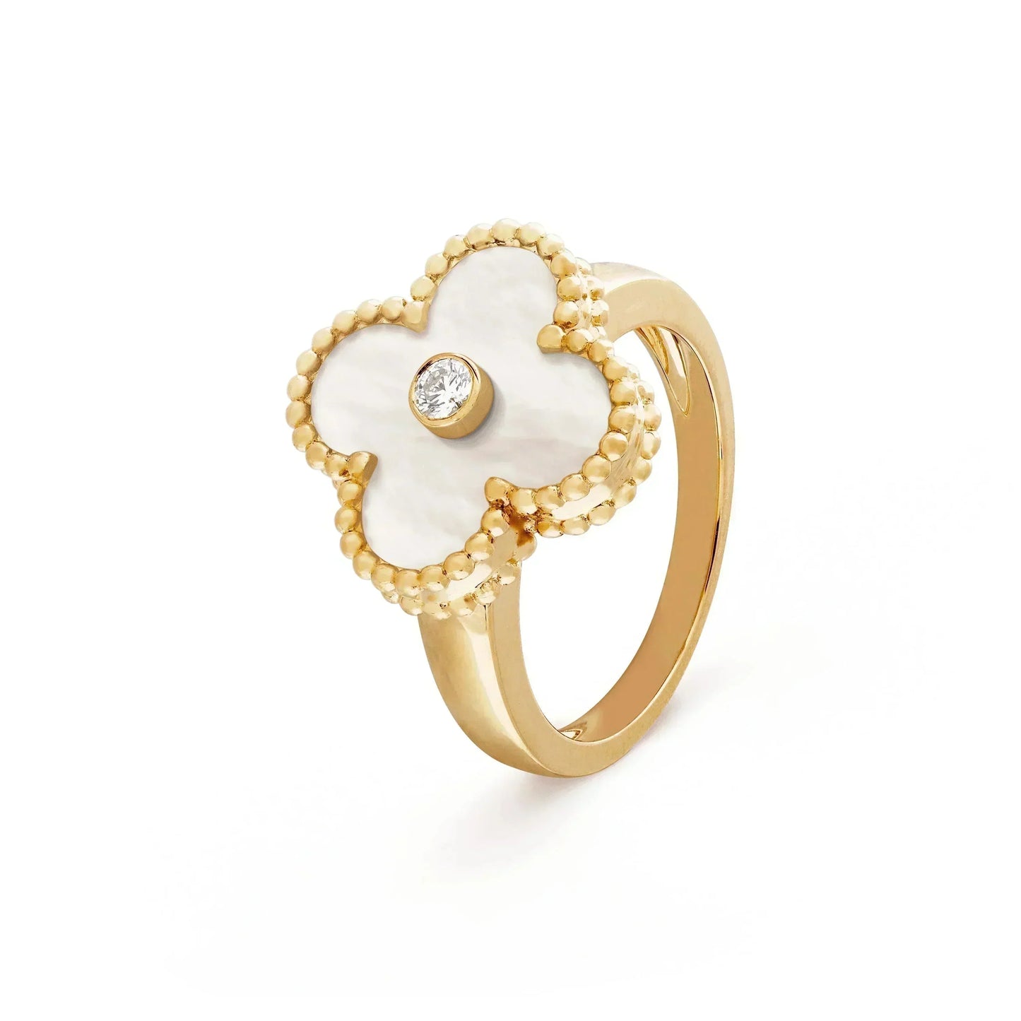 ˇGilded EraˇCLOVER PINK MOP RING GOLD DIAMOND